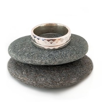 Textured Band with Inlay Silver-jewellery-The Vault