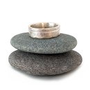 Textured Band with Inlay Silver Matt Finish