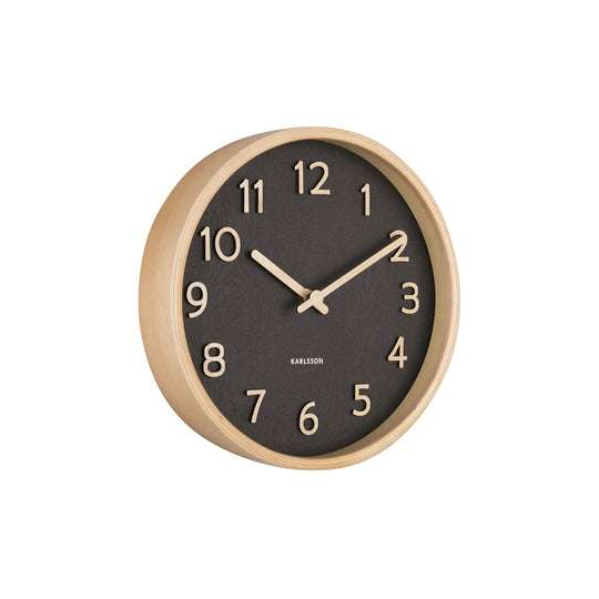Karlsson Pure Wood Grain Wall Clock Small Black