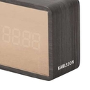 Karlsson Silver Mirror LED Alarm Clock Black Wood