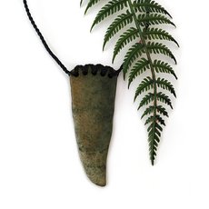 Pounamu Pendant Stitched Tooth Marsden Flower-jewellery-The Vault