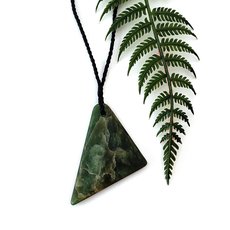 Pounamu Pendant Simple Triangle Marsden Flower-jewellery-The Vault