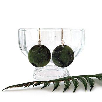 Pounamu Earrings Disc-jewellery-The Vault