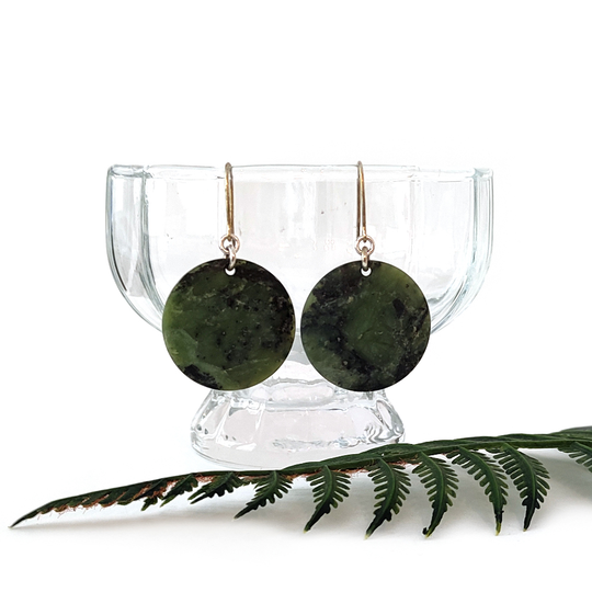 Pounamu Earrings Disc