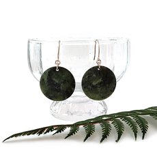 Pounamu Earrings Disc-jewellery-The Vault