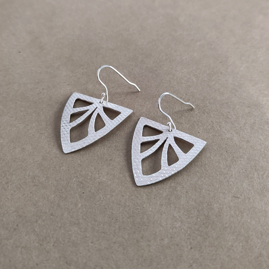 Textured Shield Earrings Silver