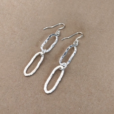 Oval Link Earrings Silver-jewellery-The Vault