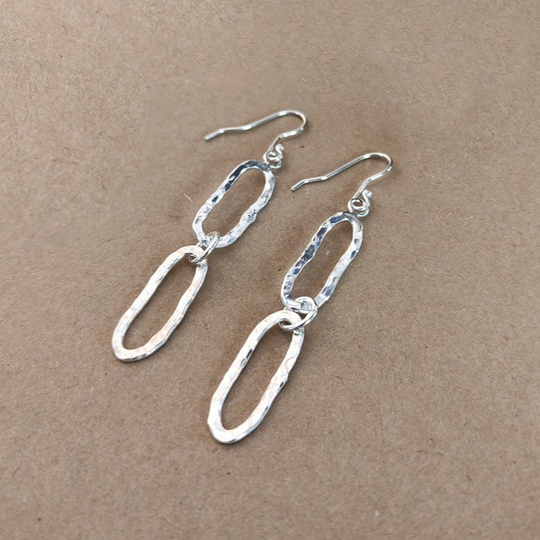 Oval Link Earrings Silver
