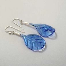 Leaf Drop Earrings Sky Blue-jewellery-The Vault