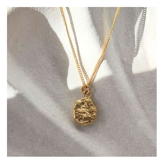 Small Molten Pebble Necklace Gold Plate