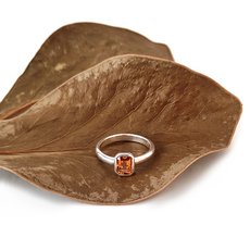 Citrine Emerald Cut Ring Silver-jewellery-The Vault