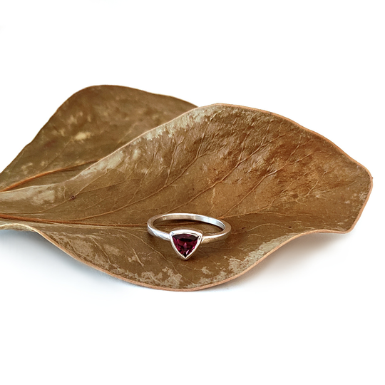 Amethyst Trilliant Cut Silver Ring