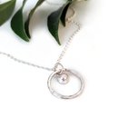 Freshwater Pearl Pendant Hammered Ring Silver