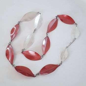 Copper Rata Leaf Necklace w 3 Silver Leaf