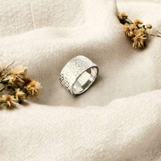 Wide Rippled Ring Silver-jewellery-The Vault