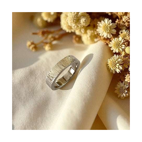 Woodgrain Ring Silver