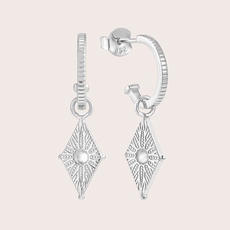 North Star Hoop Stud Earrings Silver-jewellery-The Vault