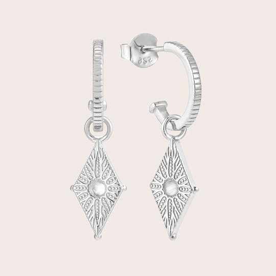 North Star Hoop Stud Earrings Silver