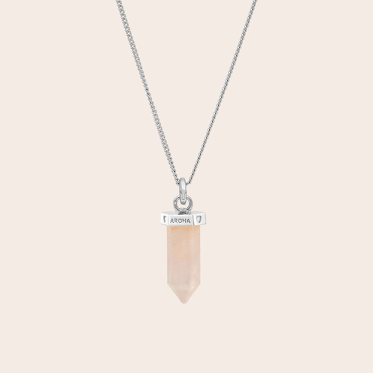 Rose Quartz Aroha Necklace Silver