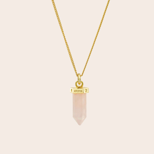 Rose Quartz Aroha Necklace Gold Plate