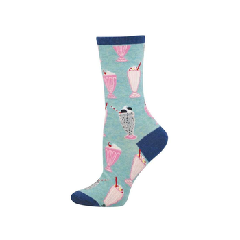 Woman's Socks Dinner Milkshakes Blue Heather