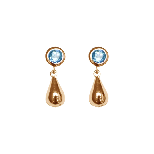 Drop in the Ocean Topaz Studs Gold Plate