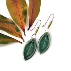 Porcelain Earrings Leaf-jewellery-The Vault