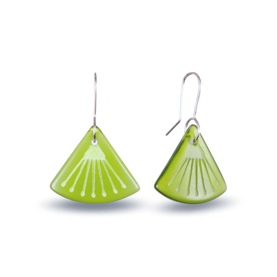 Glass Pohutukawa Flower Earrings Green