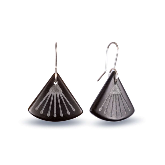 Glass Pohutukawa Flower Earrings Black