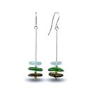 Glass Pancake Stack Earrings Green