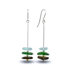 Glass Pancake Stack Earrings Green-jewellery-The Vault