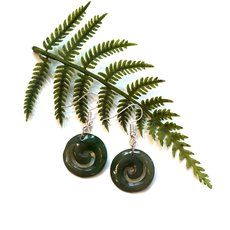 Pounamu Earrings Open Koru-jewellery-The Vault