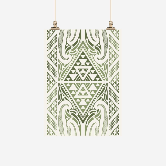 Tea Towel Kowhaiwhai Green