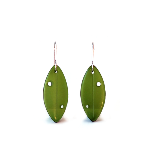 Glass Pohutukawa Leaf Earrings Green