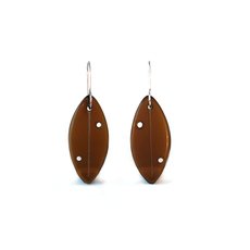 Glass Pohutukawa Leaf Earrings Brown-jewellery-The Vault