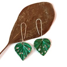 Kawakawa Earrings Brass Patina-jewellery-The Vault