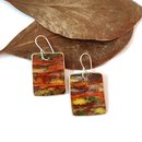 Large Rectangle Earrings Brass Patina