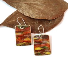 Large Rectangle Earrings Brass Patina-jewellery-The Vault