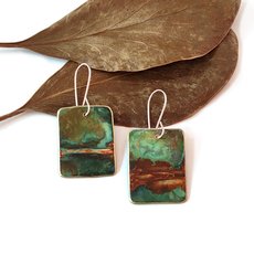 Large Rectangle Earrings Brass Patina-jewellery-The Vault