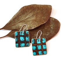 Large Rectangle Earrings Brass Patina-jewellery-The Vault