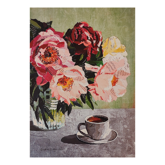 Peonies and Coffee A4 Print