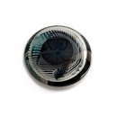 Large Glass Sculpture Kina Turquoise White Stripes