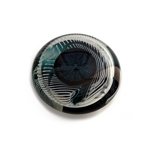 Large Glass Sculpture Kina Turquoise White Stripes