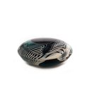 Large Glass Sculpture Kina Turquoise White Stripes