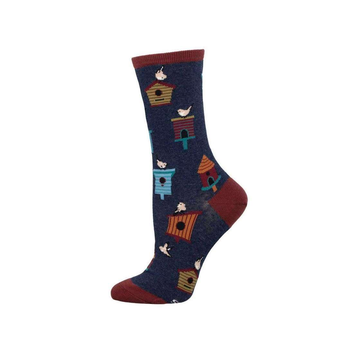 Woman's Socks Birdhouses Navy Heather