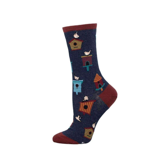 Woman's Socks Birdhouses Navy Heather