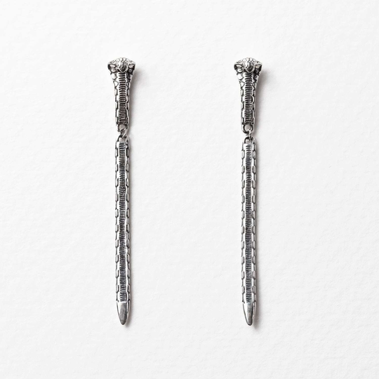 Rising Cobra Earrings Silver