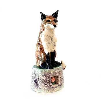 Fox Sculpture with Rose