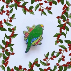 Kakariki Karaka Orange Fronted Parakeet Enamel Pin-jewellery-The Vault