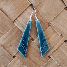 Blue Koru Detail Large Earrings-jewellery-The Vault
